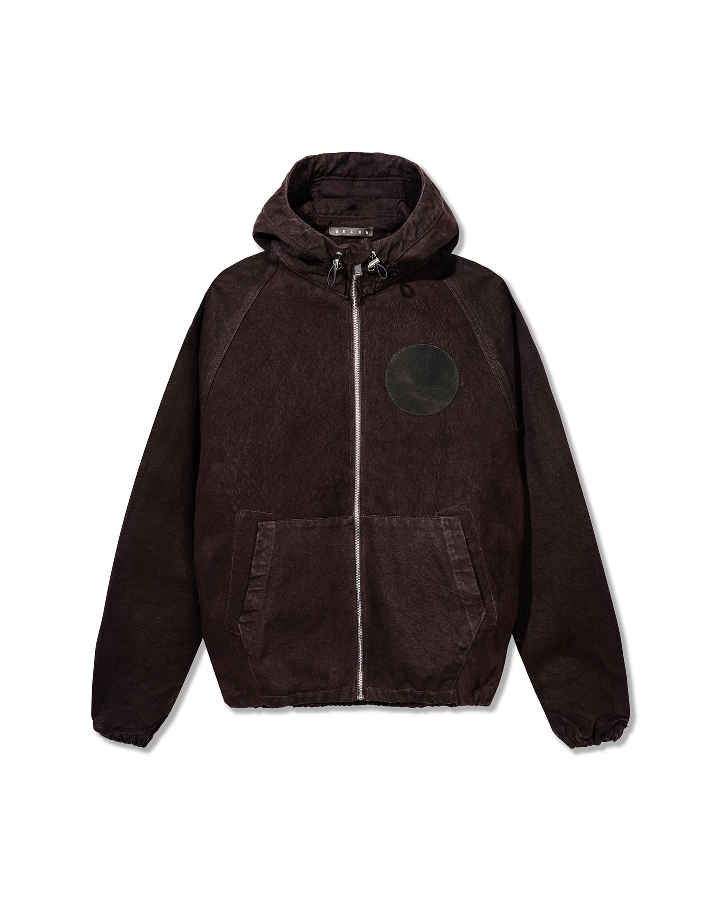 Dark brown hooded jacket on a white background