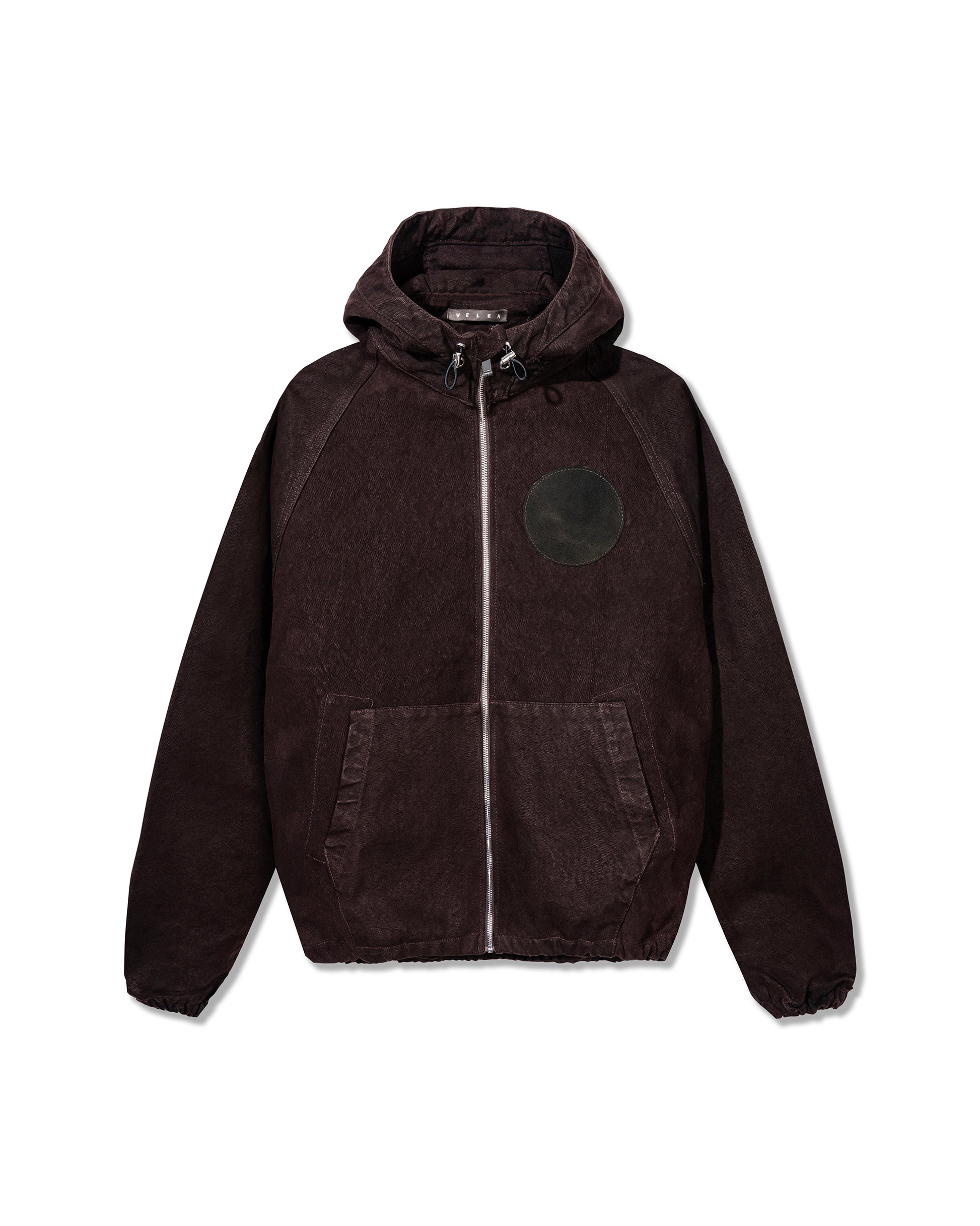 Dark brown hooded jacket on a white background